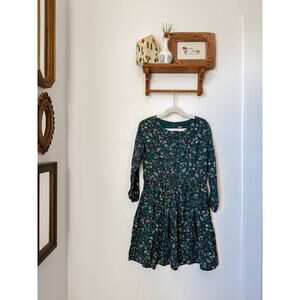 Tea green floral print long sleeve dress - size 10